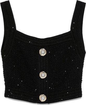 Balmain Textured Cropped Top