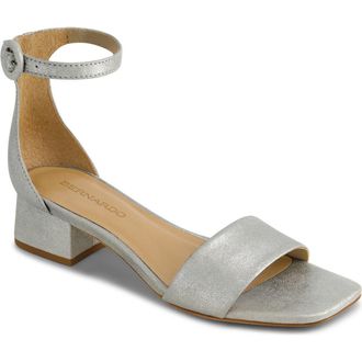 Bernardo Jalena Ankle Strap Sandal in Silver Metallic Suede at Nordstrom Rack, Size 8