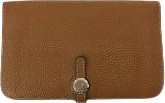 Herm&egrave;s Pre-owned Clutches, female, Brown, Size: ONE SIZE Pre-owned Dogon GM Long Wallet Brown