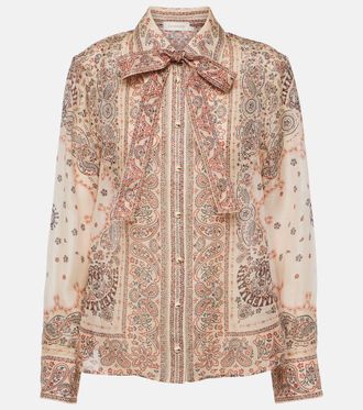 Zimmermann Blusa Matchmaker in lino e seta