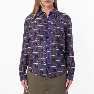 Burberry Womens Bus Silk Shirt, Brand Size 12 ( US Size 10 )