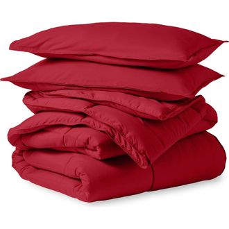 Bare Home All-Season Down Alternative Comforter Set - Oversized Queen in Red at Nordstrom