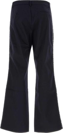 Wales Bonner Mens Cotton Flared Trousers Navy