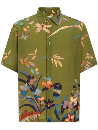 Etro Green Regular Floral Shirt