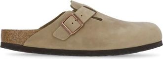 Birkenstock Leren Slippers Ronde Teen - Heren - Slip ons - Beige - 39 EU - Leer - Schoenen