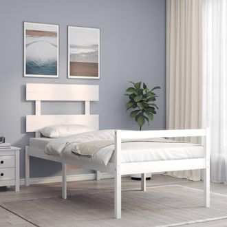 vidaXL Letto Per Anziani Con Testiera Bianco Single In Legno Massello