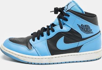 Air Jordan s Blue/black Leather Jordan 1 Mid University Blue Black Sneakers