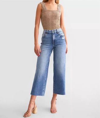 Hidden Jeans Womens High Rise Cropped Wide Leg Basic Jean In Dark Wash