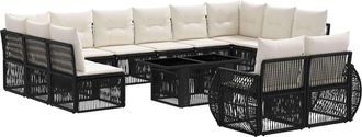 vidaXL Conjunto De Sof&aacute;s De Jard&iacute;n 13 Uds. Negro Y Blanco Crema Vidaxl
