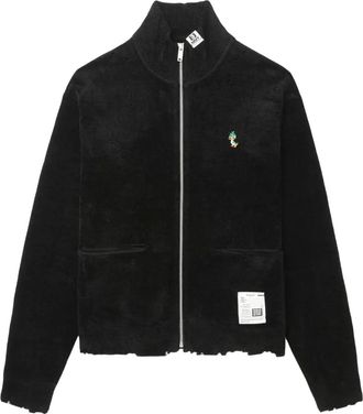 Miharayasuhiro Vest met rits en franje - Zwart
