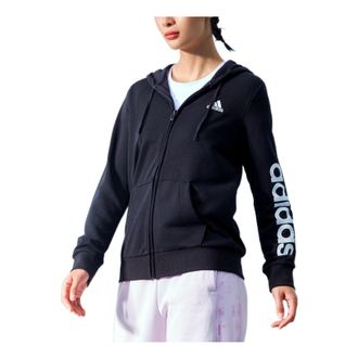 adidas (WMNS) adidas Essentials Logo Full-Zip Hoodie Asia Sizing Black White GL0791