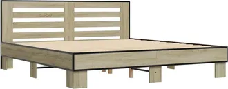 vidaXL Vidaxl - Estructura Cama Madera Ingenier&iacute;a Metal Roble Sonoma 200x200 Cm