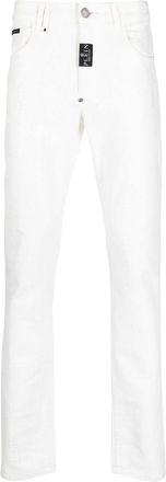 Philipp Plein straight-leg jeans - men - Cotton/Spandex/Elastane/Cotton/Calf Leather - 31 - White