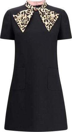 Valentino Dierenstrik Korte Jurk - Dames - Korte kleedjes - Zwart - S - Wol - Kleedjes