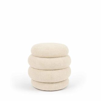 Koketto Home Puff redondo beige de textura suave