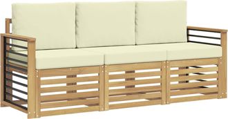 vidaXL Juegos De Sof&aacute;s 3 Uds. Blanco Y Crema Polyester Vidaxl
