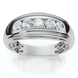 Pompeii3 Mens 1/2ct 5-Stone Diamond Wedding Ring Gold Lab Grown