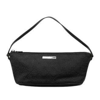 Gucci Pre-owned Shoulder Bags, female, Black, Size: ONE SIZE Pre-owned Canvas Shoulder Bag