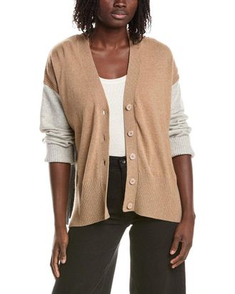Isla Charlie Longline Colorblock Cashmere Cardigan