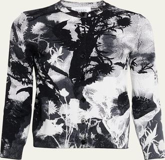 Alexander McQueen Floral Jacquard Crewneck Cardigan