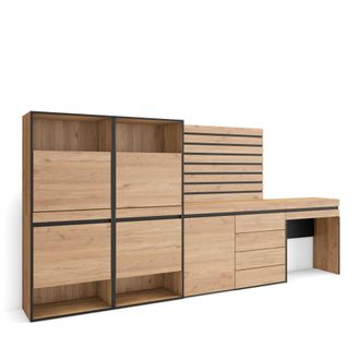 Skraut Home Zapatero efecto madera roble 297x35x145cm