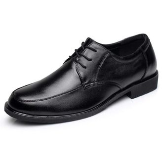 Generic Shoes Dress Oxford for Men Lace Up Round Apron Toe Derby Shoes Cowhide Anti-Slip Rubber Sole Block Heel Non Slip Classic(5.5 UK) Black