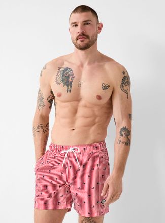 Jack & Jones Mens Mini pattern and twin-stripe swim trunk