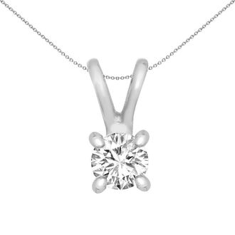 Jewelco London 9ct White Gold 0.2ct Diamond V-bale Solitaire Pendant - 9P161-020