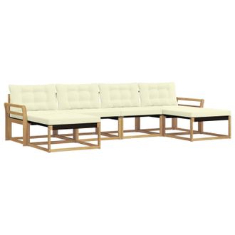 vidaXL Conjunto De Sof&aacute;s De Exterior Con Coj&iacute;n 6 Pcs Blanco Y Crema Vidaxl