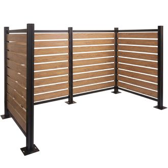 Hhg Valla Para Contenedores De Basura De Aluminio Hhg-567, Revestimiento Para Contenedores De Basura, Aspecto De Madera, Ampliable, 130 X 206 X 110 Cm, Ma