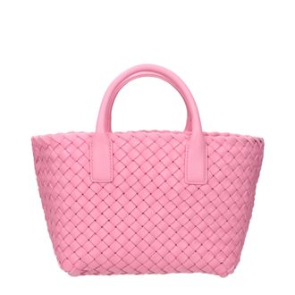 Bottega Veneta Damess Mini Cabat handtassen roze leer/lint