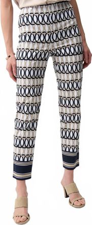 Joseph Ribkoff Geometric Print Straight Ankle Pants In Vanilla/multi