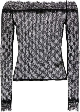 Isabel Marant Black Lace Off Shoulder Top