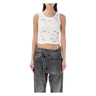 R13 Tops, Dames, Wit, M, Katoen, Distressed Tank