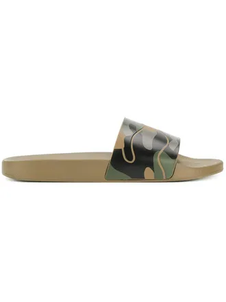 Valentino Garavani Slippers met logo - Groen