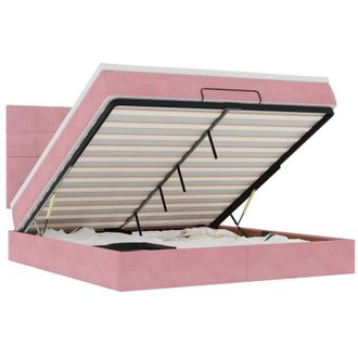 vidaXL Vidaxl - Estructura De Cama Otomana Colchones Terciopelo Rosa 160x200cm