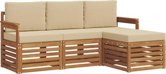 vidaXL Conjunto De Sof&aacute;s De Exterior 4 Uds. Natural Y Beige Vidaxl