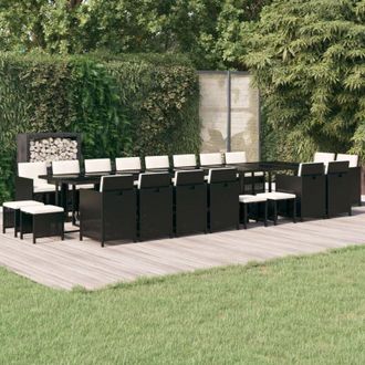 vidaXL Set De Comedor Jard&iacute;n 21 Pzas Con Cojines Rat&aacute;n Sint&eacute;tico Negro Vidaxl