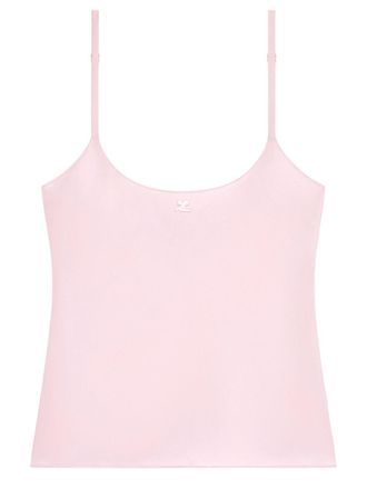 Courr&egrave;ges Cropped Tank Top with Adjustable Spaghetti Straps
