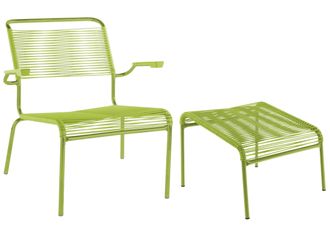 Schubiger M&ouml;bel Spaghetti-Lounger + Hocker S&auml;ntis mit Armlehnen
