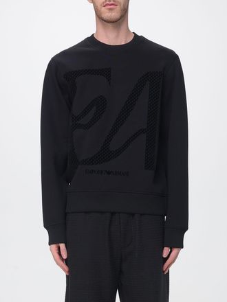 Emporio Armani High Neck Cotton Blend Zip-Up Sweatshirt with Eagle Logo