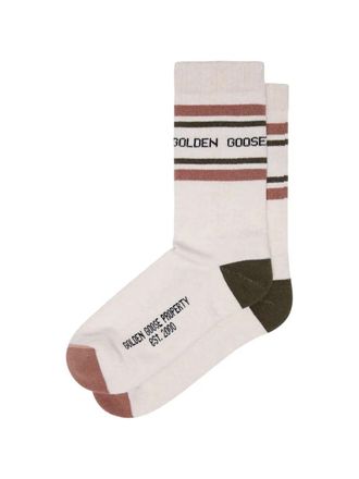 Golden Goose Socks Bi-Color Stripes Heritage White