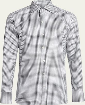 Tom Ford Mens Cotton Grid Check Dress Shirt