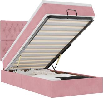 vidaXL Estructura De Cama Otomana Colchones Terciopelo Rosa 90x200cm Vidaxl