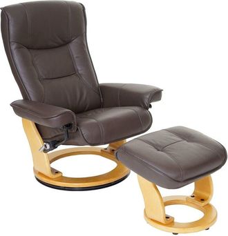 Hhg Mca Sill&oacute;n Reclinable Hamilton, Tv Sill&oacute;n Taburete, Cuero Genuino 130kg Capacidad De Carga, Marr&oacute;n, Marr&oacute;n Natural