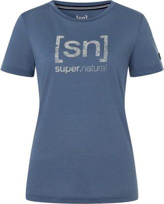 super.natural Logo Lines Tee Merinoshirt f&uuml;r Damen | blau/grau