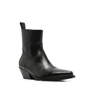 Ann Demeulemeester Pointed-Toe Block Heel Ankle Boot - Black