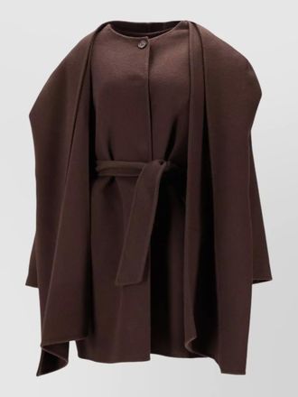 Parosh hooded draped jacket belted waist