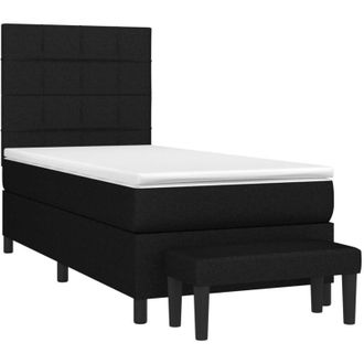 vidaXL Vidaxl - Cama Box Spring Con Colch&oacute;n Tela Negro 90x190 Cm