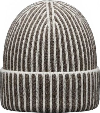 Moorer Mens Ribbed Knit Beanie Hat In Caffe/nut